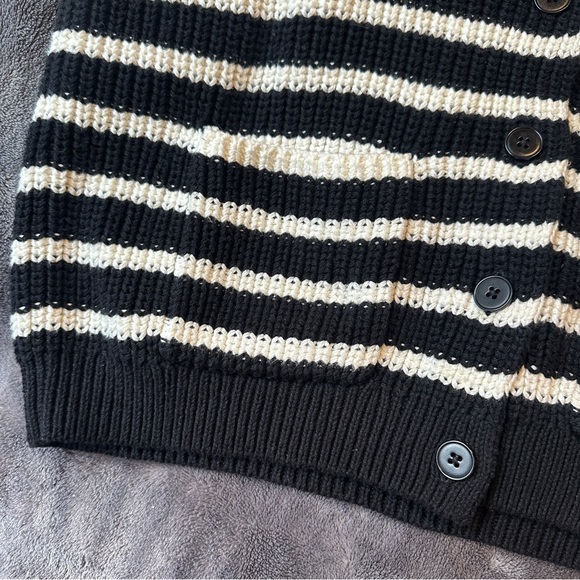 NWOT Madewell Black & White Striped Cardigan Sweater Drop Shoulder Crop Cotton - Picture 5 of 7